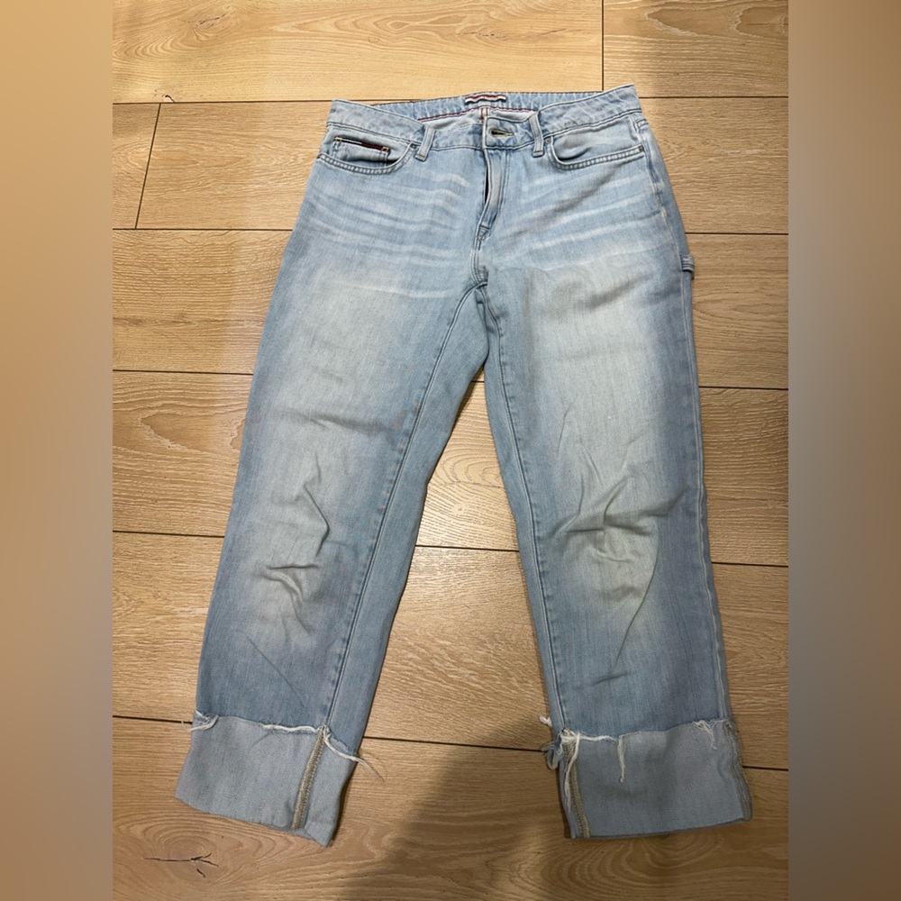Tommy Hilfiger Boyfriend Jeans Women’s Size 6 Light Wash Denim Cuffed